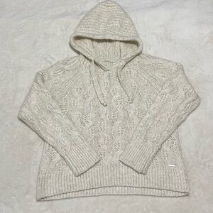 Abercrombie & Fitch Cream Cable Knit Hoodie Sweater